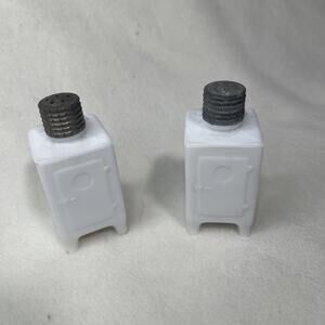 Vintage GE Salt &Pepper Shakers, Milk Glass General Electric"Monitor-Top" Icebox